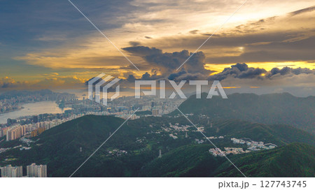 Hong Kong Skyline Iconic Skyscrapers Cityscape Waterfront View Hong Kong Skyline Iconic Skyscrapers Cityscape Waterfront View 127743745