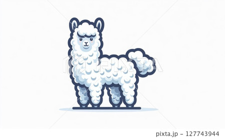 White Fluffy Alpaca Pixel Art Illustration 127743944