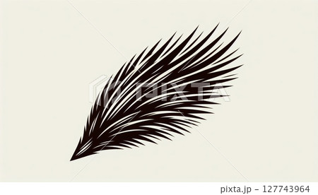 Black Palm Leaf Illustration on Light Background 127743964