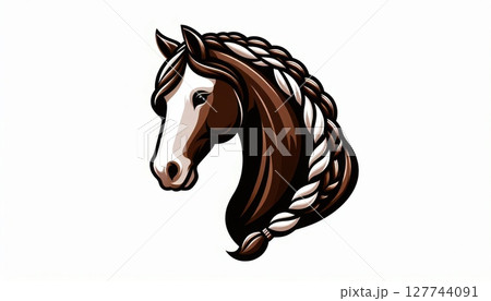 Brown And White Horse Pixel Art Portrait 127744091