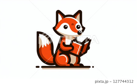 Cute Red Fox Reading a Book Pixel Art Illustration Cute Red Fox Reading a Book Pixel Art Illustration 127744312