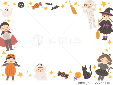 ハロウィンのかわいいイラストのフレーム 127744440