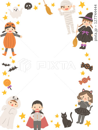 ハロウィンのかわいいイラストのフレーム 127744444
