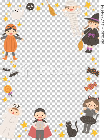 可愛的萬聖節插圖框架 127744444
