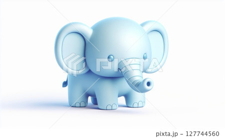 Adorable Baby Blue Elephant 3D Render 127744560