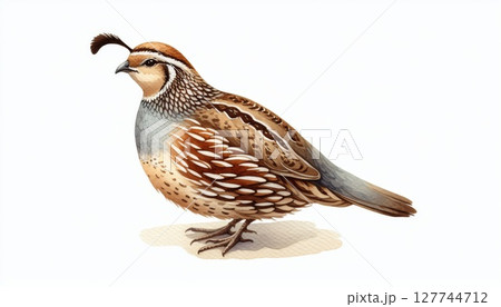 Brown Quail Bird Closeup Illustration 127744712
