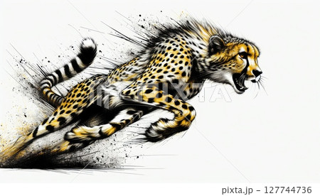 Dynamic Cheetah Running in Abstract Style 127744736