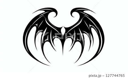 Stylized Black Bat Wings Graphic Design 127744765