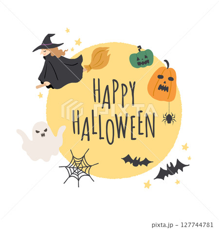 かわいいハロウィンのイラスト　ロゴデザイン 127744781