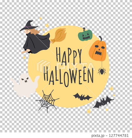 かわいいハロウィンのイラスト　ロゴデザイン 127744781
