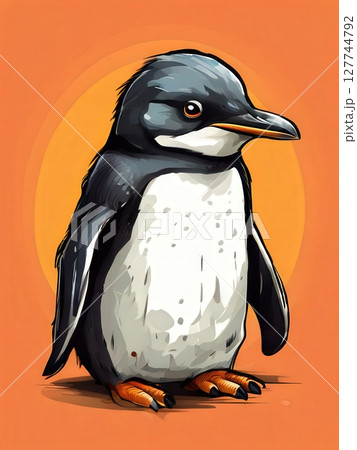 an AI Image Generator, Illustrated Portrait of a Emperor Penguin 127744792