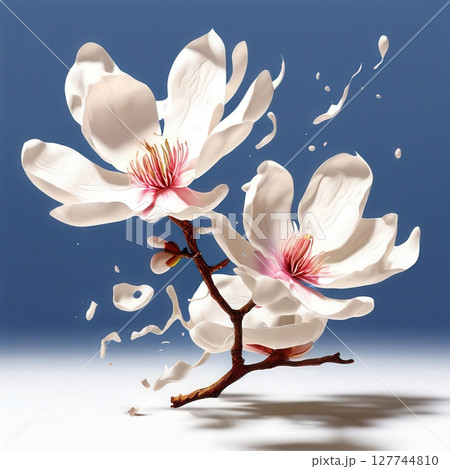 an AI Image Generator, Beautiful Pink and White Magnolia Flowers on Branch an AI Image Generator, Beautiful Pink and White Magnolia Flowers on Branch 127744810