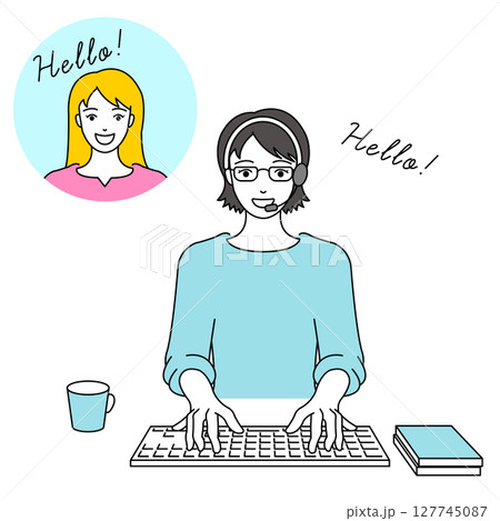オンライン英会話で会話する女性 127745087