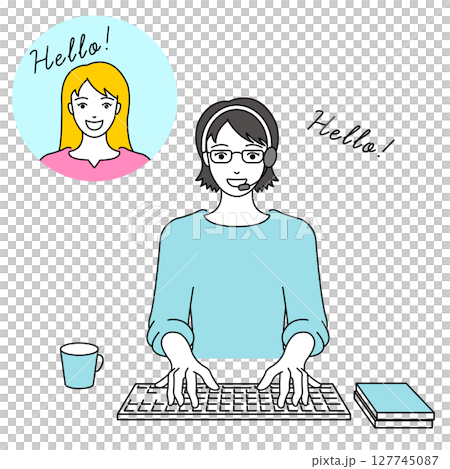 オンライン英会話で会話する女性 127745087