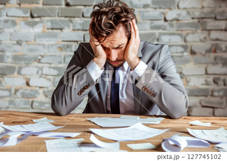 business man failure unsuccessful. Business risk concept . Generative AI 127745102