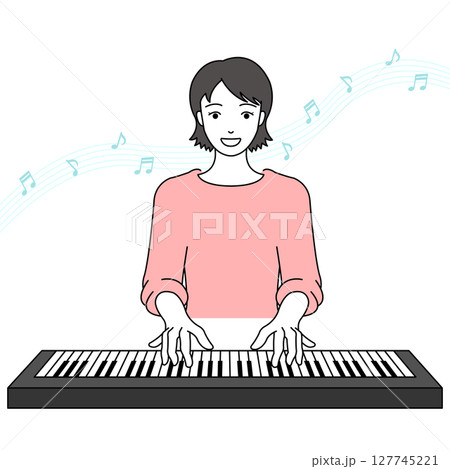 キーボードを演奏する女性 127745221