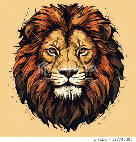 an AI Image Generator, Vibrant Artistic Illustration of a Lion's Majestic 127745390