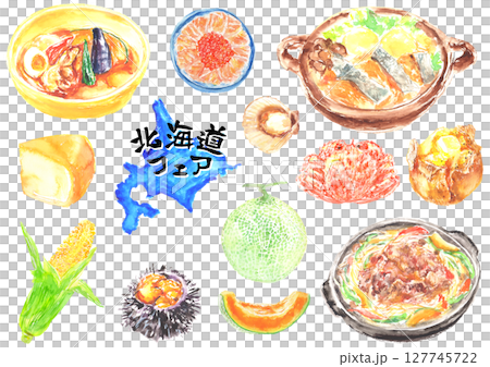 北海道特産品のイラストセット 127745722