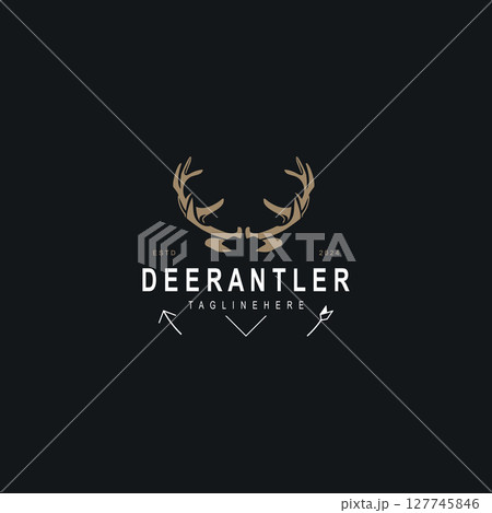 Deer antler logo for hunting and adventure community in nature simple and elegant symbol 127745846