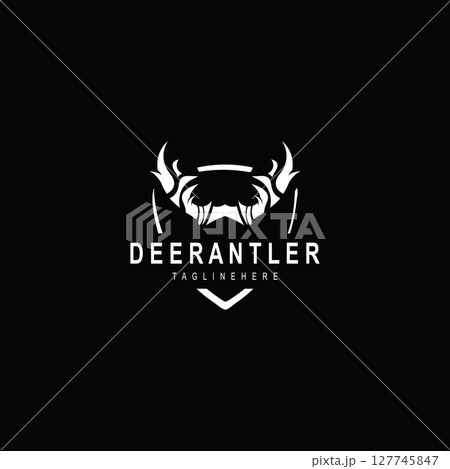 Deer antler logo for hunting and adventure community in nature simple and elegant symbol Deer antler logo for hunting and adventure community in nature simple and elegant symbol 127745847