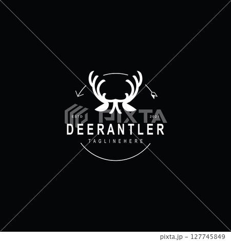 Deer antler logo for hunting and adventure community in nature simple and elegant symbol 127745849