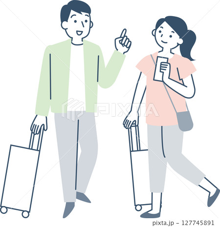 旅行に行くカップル 旅行に行くカップル 127745891