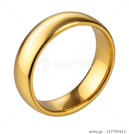 Golden wedding rings in a metallic oval frame, reflecting love and commitment 127745915