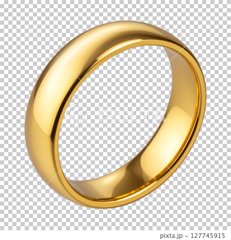Golden wedding rings in a metallic oval frame, reflecting love and commitment 127745915