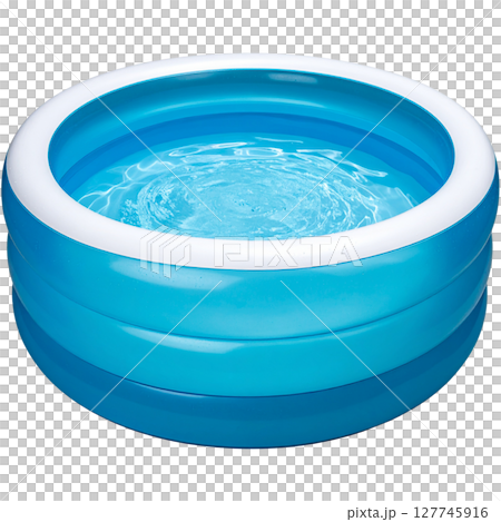 Blue glass bowl with fresh white cream isolated Blue glass bowl with fresh white cream isolated 127745916