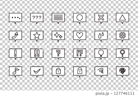 Set of speech bubbles and icons Set of speech bubbles and icons 127746111