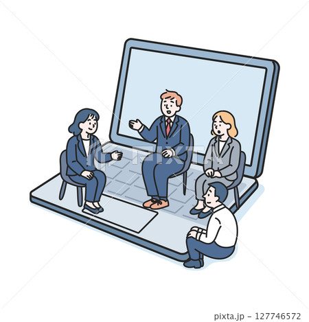 オンライン会議中のビジネスチーム 127746572