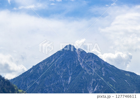 Alpine mountain range and hill landscape panorama view Tyrol Austria. 127746611