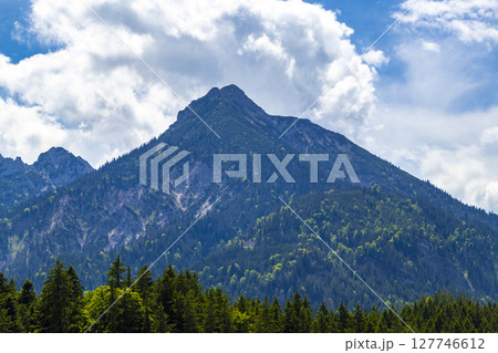 Alpine mountain range and hill landscape panorama view Tyrol Austria. Alpine mountain range and hill landscape panorama view Tyrol Austria. 127746612