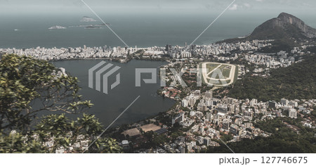 Rio de Janeiro Brazil Panorama View City Skyline Beach Mountains. 127746675