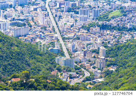 Rio de Janeiro Brazil Panorama View City Skyline Cityscape Mountains. 127746704