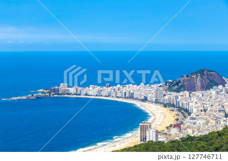Rio de Janeiro Brazil Panorama View City Skyline Beach Mountains. 127746711