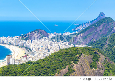 Rio de Janeiro Brazil Panorama View City Skyline Beach Mountains. 127746718
