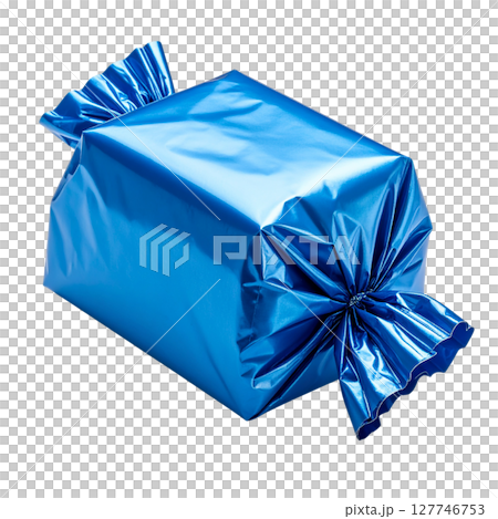 Blue gift box with a ribbon and bow, perfect for Christmas, birthday, or holiday celebrations 127746753