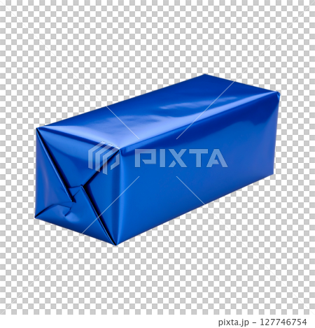 Blue gift box with a ribbon and bow, perfect for Christmas, birthday, or holiday celebrations 127746754