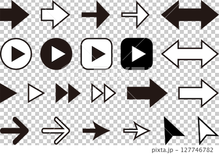Simple arrow icon set white black 127746782