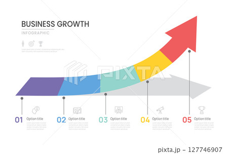 Infographics timeline arrow template business growth 5 steps to success template. 127746907