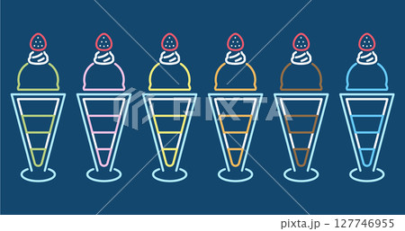 シンプルなパフェのイラストセット シンプルなパフェのイラストセット 127746955