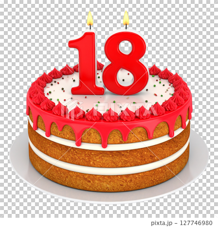Birthday cake with number separated from background 127746980