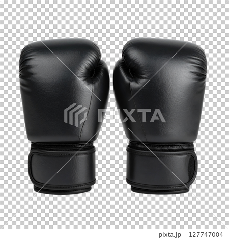 A pair of black leather boxing gloves isolated on a white background 127747004