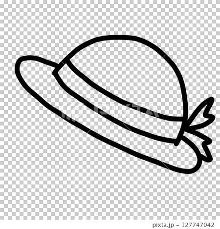 手描き線画の可愛い帽子のイラスト 127747042