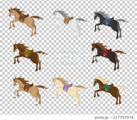 馬向量素材非常適合新年賀卡和馬術設計 127747078