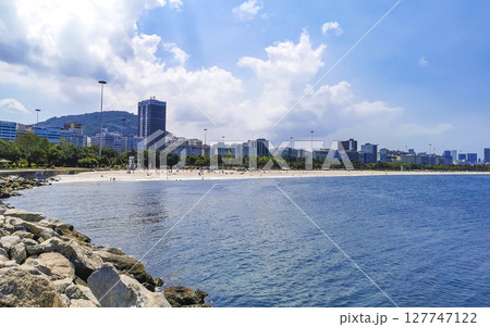 Botafogo Beach Flamengo Urca Cityscape Panorama Rio de Janeiro Brazil. 127747122
