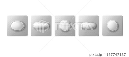Silver blister pack pills with tablets, capsules 127747187