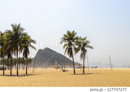 Copacabana Leme Beach Tropical Palm Trees Rio de Janeiro Brazil. 127747277
