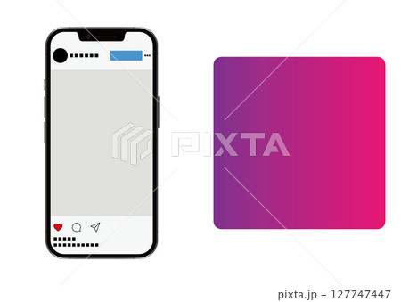 スマートフォンとインスタグラム画面 127747447